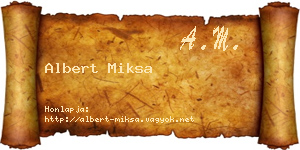 Albert Miksa névjegykártya